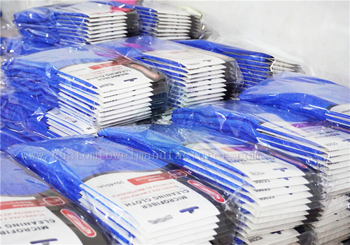 China Custom Bulk microfiber towel Cleaning Cloth Exporter Microfiber Blue Glass Cleaning Towel Wholesaler
